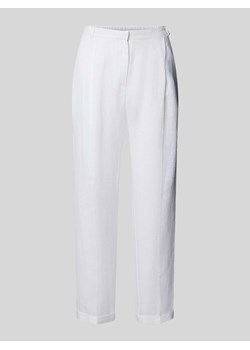 Spodnie lniane o kroju regular fit z zakładkami w pasie ze sklepu Peek&Cloppenburg  w kategorii Spodnie damskie - zdjęcie 173780202