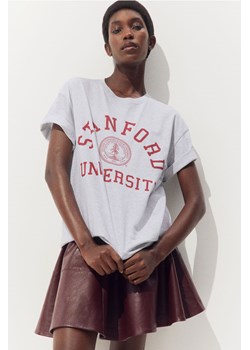 H & M - Obszerny T-shirt z nadrukiem - Szary ze sklepu H&M w kategorii Bluzki damskie - zdjęcie 173780614
