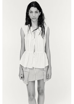 H & M - Bawełniana bluzka z wiązaniem - Biały ze sklepu H&M w kategorii Bluzki damskie - zdjęcie 173780620