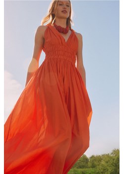 H & M - Sukienka z elastycznym marszczeniem - Pomarańczowy ze sklepu H&M w kategorii Sukienki - zdjęcie 173780624