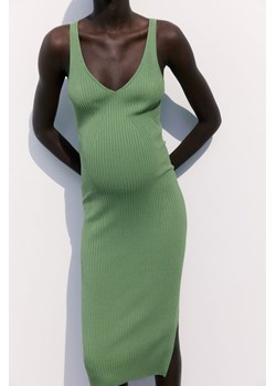 H & M - MAMA Sukienka midi z dzianiny w prążki - Zielony ze sklepu H&M w kategorii Sukienki - zdjęcie 173780681