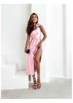 Elegancka sukienka na jedno ramie ARELIA - różowa ze sklepu magmac.pl w kategorii Sukienki - zdjęcie 173782650