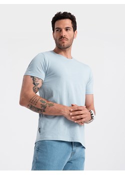 T-shirt męski klasyczny bawełniany BASIC - jasnoniebieski V19 OM-TSBS-0146 ze sklepu ombre w kategorii T-shirty męskie - zdjęcie 173785134