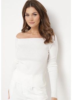 Biała Bluzka z Dekoltem Carmen i Długimi Rękawami Annbira ze sklepu Born2be Odzież w kategorii Bluzki damskie - zdjęcie 173786592