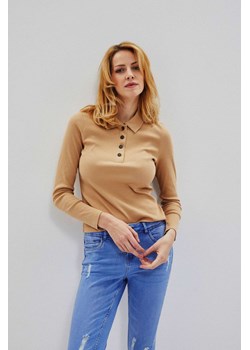 Bawełniana bluzka z długim rękawem ze sklepu Moodo.pl w kategorii Bluzki damskie - zdjęcie 173788670