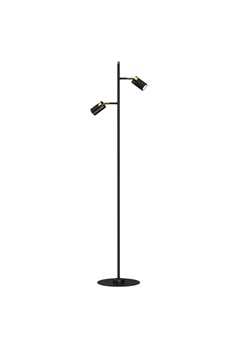 Czarna lampa podłogowa ze złotymi dodatkami - K381-Hawe ze sklepu Edinos.pl w kategorii Lampy podłogowe - zdjęcie 173789271