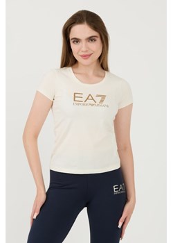 EA7 Beżowy t-shirt, Wybierz rozmiar L ze sklepu outfit.pl w kategorii Bluzki damskie - zdjęcie 173791643