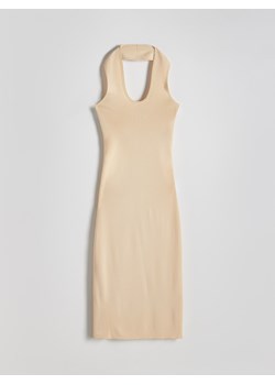 Reserved - Sukienka midi z wiskozą - beżowy ze sklepu Reserved w kategorii Sukienki - zdjęcie 173791851