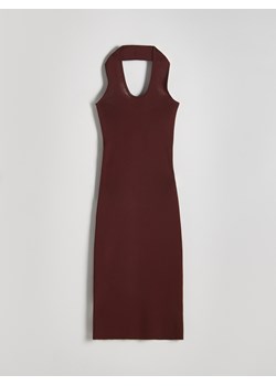Reserved - Sukienka midi z wiskozą - brązowy ze sklepu Reserved w kategorii Sukienki - zdjęcie 173791853