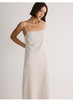 Reserved - Sukienka maxi z wiskozy i lnu - beżowy ze sklepu Reserved w kategorii Sukienki - zdjęcie 173791981