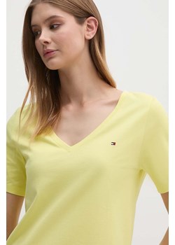 Tommy Hilfiger t-shirt bawełniany damski kolor żółty ze sklepu ANSWEAR.com w kategorii Bluzki damskie - zdjęcie 173795083