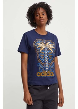 adidas t-shirt bawełniany x Farm Rio damski kolor granatowy IV9758 ze sklepu ANSWEAR.com w kategorii Bluzki damskie - zdjęcie 173795283