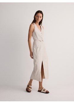 Reserved - Sukienka midi - beżowy ze sklepu Reserved w kategorii Sukienki - zdjęcie 173795631