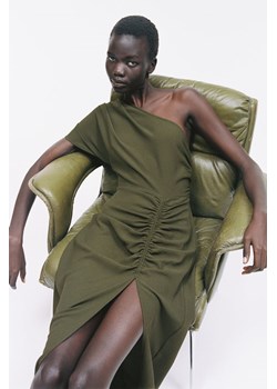 H & M - Drapowana sukienka na jedno ramię - Zielony ze sklepu H&M w kategorii Sukienki - zdjęcie 173796741