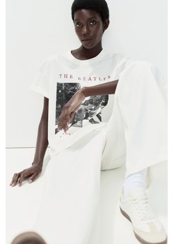 H & M - Obszerny T-shirt z nadrukiem - Biały ze sklepu H&M w kategorii Bluzki damskie - zdjęcie 173796762