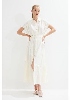 H & M - Sukienka oversize z wiązanym paskiem - Biały ze sklepu H&M w kategorii Sukienki - zdjęcie 173796800