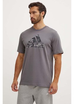 adidas t-shirt bawełniany Camo męski kolor szary z nadrukiem IY0741 ze sklepu ANSWEAR.com w kategorii T-shirty męskie - zdjęcie 173800763