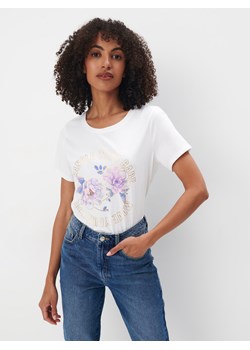Mohito - T-shirt z kwiatowym nadrukiem - biały ze sklepu Mohito w kategorii Bluzki damskie - zdjęcie 173801604