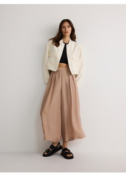 Reserved - Spodnie culotte z wiskozy - beżowy ze sklepu Reserved w kategorii Spodnie damskie - zdjęcie 173803803
