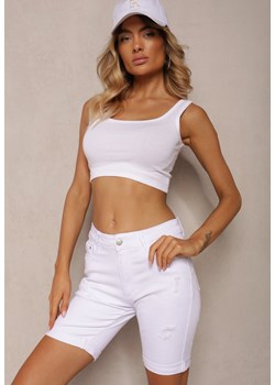 Białe Jeansowe Szorty Push-Up z Przetarciami High Waist Namsalin ze sklepu Renee odzież w kategorii Szorty - zdjęcie 173805813