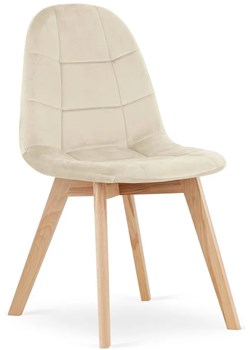 Beżowy zestaw 4 krzeseł tapicerowanych welurem - Kiraz ze sklepu Edinos.pl w kategorii Krzesła - zdjęcie 173806503
