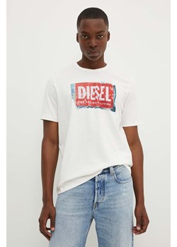 Diesel t-shirt bawełniany T-ADJUST-Q6 męski kolor biały z nadrukiem A15379.0AKAK ze sklepu ANSWEAR.com w kategorii T-shirty męskie - zdjęcie 173811913