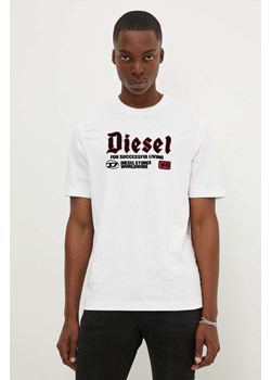 Diesel t-shirt bawełniany T-ADJUST-K1 męski kolor biały z aplikacją A14789.0GRAI ze sklepu ANSWEAR.com w kategorii T-shirty męskie - zdjęcie 173811933