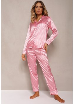 Różowy Komplet Piżamowy Góra o Koszulowym Kroju z Guzikami Spodnie z Gumką w Talii Rivanias ze sklepu Renee odzież w kategorii Piżamy damskie - zdjęcie 173813311