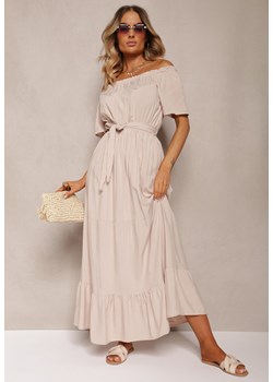 Beżowa Sukienka z Wiskozy Phoebiolea ze sklepu Renee odzież w kategorii Sukienki - zdjęcie 173813333