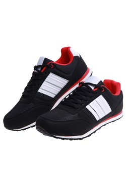 Sznurowane czarne męskie buty sportowe /G7-3 16585 T534/ ze sklepu Pantofelek24.pl w kategorii Trampki męskie - zdjęcie 173814143