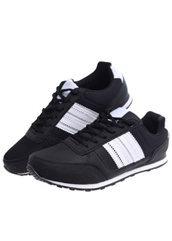 Sznurowane czarne męskie buty sportowe /B2-3 16586 T534/ ze sklepu Pantofelek24.pl w kategorii Trampki męskie - zdjęcie 173814161