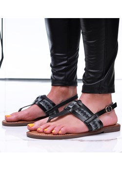 Czarne damskie sandały japonki /A5-3 16394 G079/ ze sklepu Pantofelek24.pl w kategorii Sandały damskie - zdjęcie 173814164