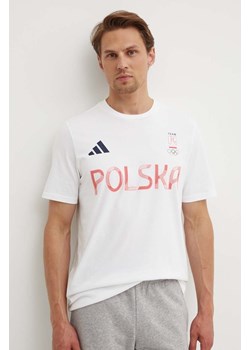 adidas Performance t-shirt Poland męski kolor biały z nadrukiem JF6677 ze sklepu ANSWEAR.com w kategorii T-shirty męskie - zdjęcie 173815101