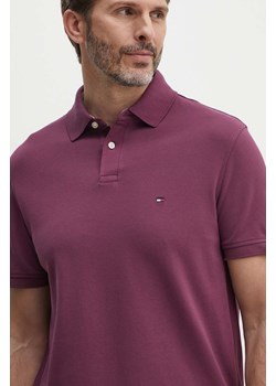 Tommy Hilfiger polo męski kolor fioletowy gładki ze sklepu ANSWEAR.com w kategorii T-shirty męskie - zdjęcie 173815124