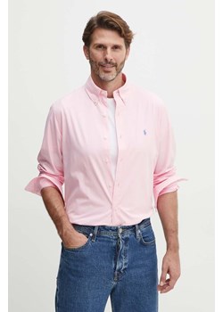 Polo Ralph Lauren koszula męska kolor różowy regular z kołnierzykiem button-down 710929349 ze sklepu ANSWEAR.com w kategorii Koszule męskie - zdjęcie 173815160