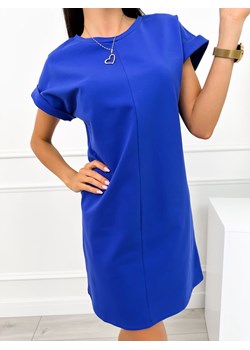 Kobaltowa Bawełniana Sukienka ze sklepu ModnaKiecka.pl w kategorii Sukienki - zdjęcie 173815482