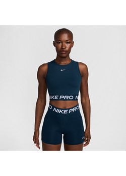 Damska koszulka bez rękawów o skróconym kroju Dri-FIT Nike Pro - Niebieski ze sklepu Nike poland w kategorii Bluzki damskie - zdjęcie 173816483