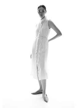 H & M - Muślinowa sukienka z falbankami - Biały ze sklepu H&M w kategorii Sukienki - zdjęcie 173816984