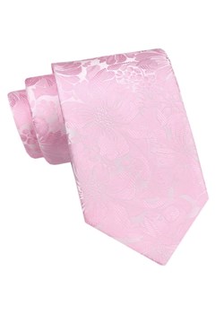 Klasyczny, Szeroki Krawat Męski CHATTIER - Różowy, Faktura w Kwiaty KRCH1387 ze sklepu JegoSzafa.pl w kategorii Krawaty - zdjęcie 173820110