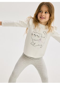Reserved - Bawełniana koszulka z nadrukiem - złamana biel ze sklepu Reserved w kategorii Bluzki dziewczęce - zdjęcie 173821470