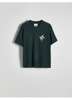 Reserved - T-shirt boxy z nadrukiem - zielony ze sklepu Reserved w kategorii T-shirty męskie - zdjęcie 173821481