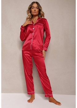 Bordowy Komplet Piżamowy Góra o Koszulowym Kroju z Guzikami Spodnie z Gumką w Talii Rivanias ze sklepu Renee odzież w kategorii Piżamy damskie - zdjęcie 173822801