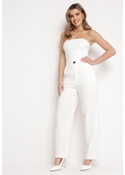 Białe Spodnie w Garniturowym Stylu z Wysokim Stanem Glorda ze sklepu Born2be Odzież w kategorii Spodnie damskie - zdjęcie 173822844