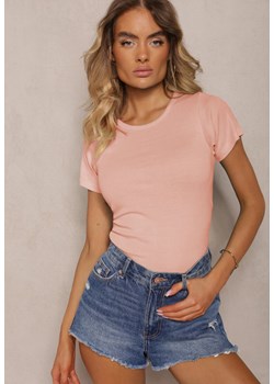 Różowy Bawełniany T-shirt o Klasycznym Kroju Talvia ze sklepu Renee odzież w kategorii Bluzki damskie - zdjęcie 173823822