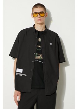 AAPE koszula bawełniana męska kolor czarny relaxed z kołnierzykiem button-down AAPSRM8475XXM ze sklepu PRM w kategorii Koszule męskie - zdjęcie 173827253
