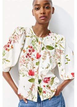 H & M - Bluzka z domieszką lnu - Biały ze sklepu H&M w kategorii Bluzki damskie - zdjęcie 173827362