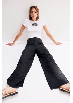 H & M - Spodnie z domieszką lnu - Szary ze sklepu H&M w kategorii Spodnie damskie - zdjęcie 173827370