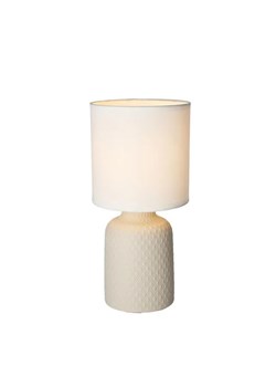 Beżowa lampa stołowa z ceramiczną podstawą - V085-Sanati ze sklepu Edinos.pl w kategorii Lampy stołowe - zdjęcie 173829000