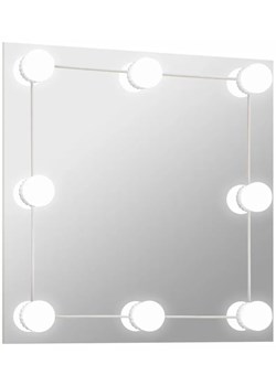 Srebrne lustro wiszące LED 50x50 cm R7-D01 ze sklepu Edinos.pl w kategorii Lustra - zdjęcie 173829330