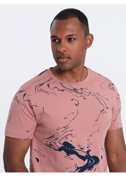 T-shirt męski bawełniany w esy-floresy – różowy V5 OM-TSFP-0184 ze sklepu ombre w kategorii T-shirty męskie - zdjęcie 173831403